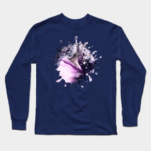 Purple/Grey Acrylic Pour Paint Splash Long Sleeve T-Shirt